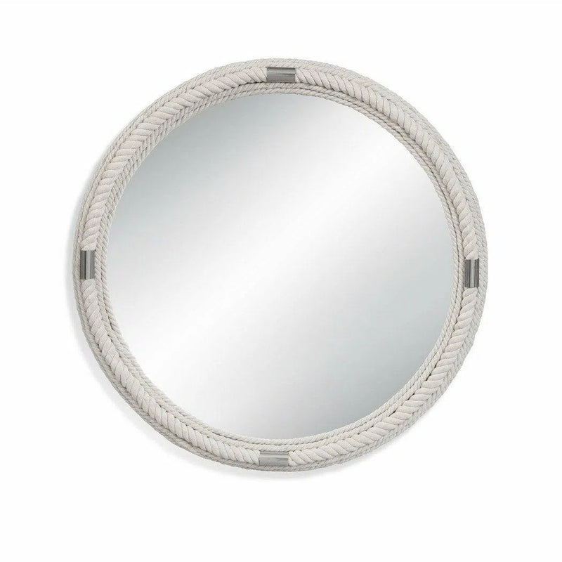 Largo 36" Round White Rope Wall Mirror Wall Mirrors LOOMLAN By Bassett Mirror