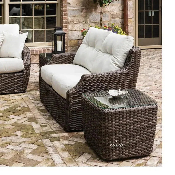 Largo Loveseat All Weather Wicker Furniture Made USA - LOOMLAN - Lloyd Flanders - Outdoor Sofas & Loveseats