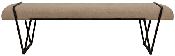 Larkin Bench, Steel with Linen-Bedroom Benches-Noir-LOOMLAN