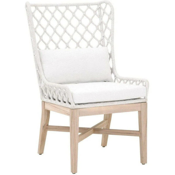 Lattis Outdoor Wing Chair White Speckle Rope & Seat Gray Teak Outdoor Accent Chairs LOOMLAN By Essentials For Living