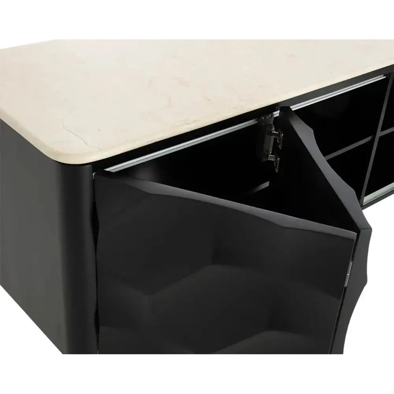 Lautrec Marble Topped Black Sideboard