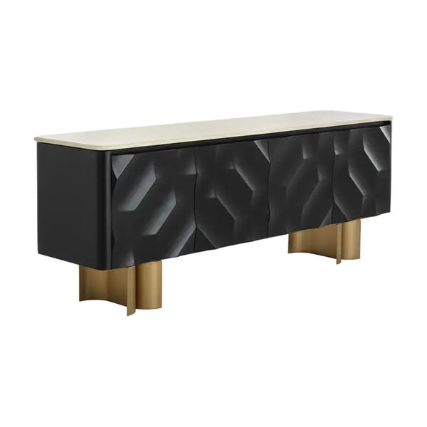 Lautrec Marble Topped Black Sideboard