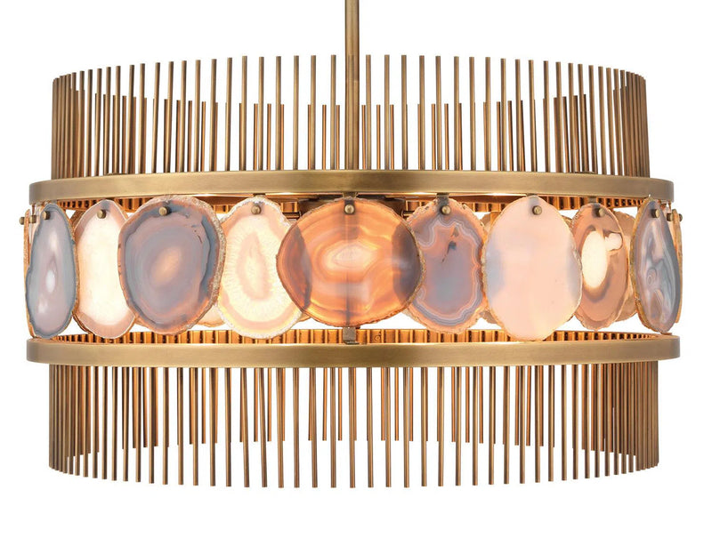 Lavender Agate Round Gold Lighting Fixture Upsala Chandelier Chandeliers LOOMLAN By Jamie Young