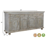 Lawrence 102 inches Gray Carved Sideboard Sideboards LOOMLAN By LOOMLAN