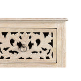 Lawrence 54 inches Tall Floral Carved Chest in Distressed White Chests LOOMLAN By LOOMLAN