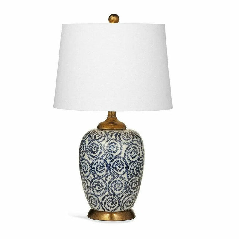 Lawton Tall Ceramic Blue White Table Lamp