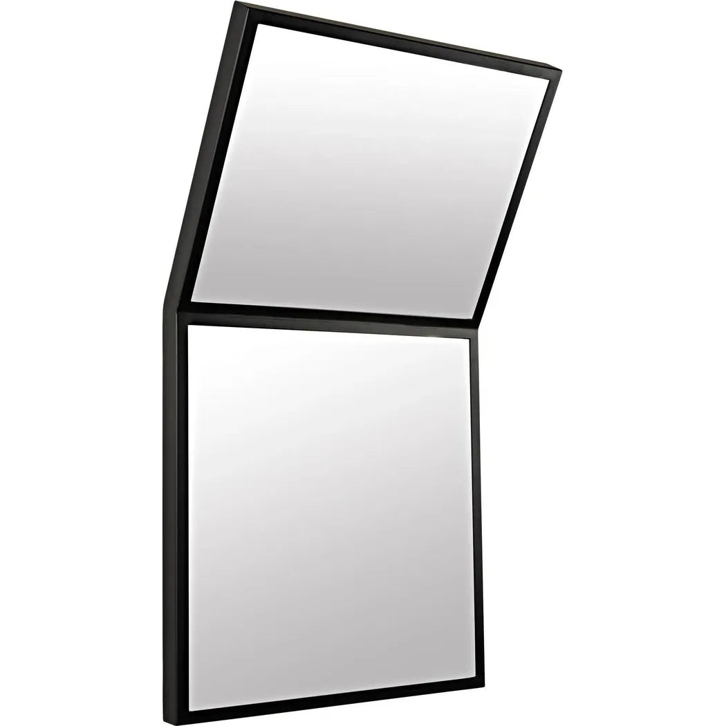 Lazo Mirror, Black Steel Unique Shape Wall Mirror