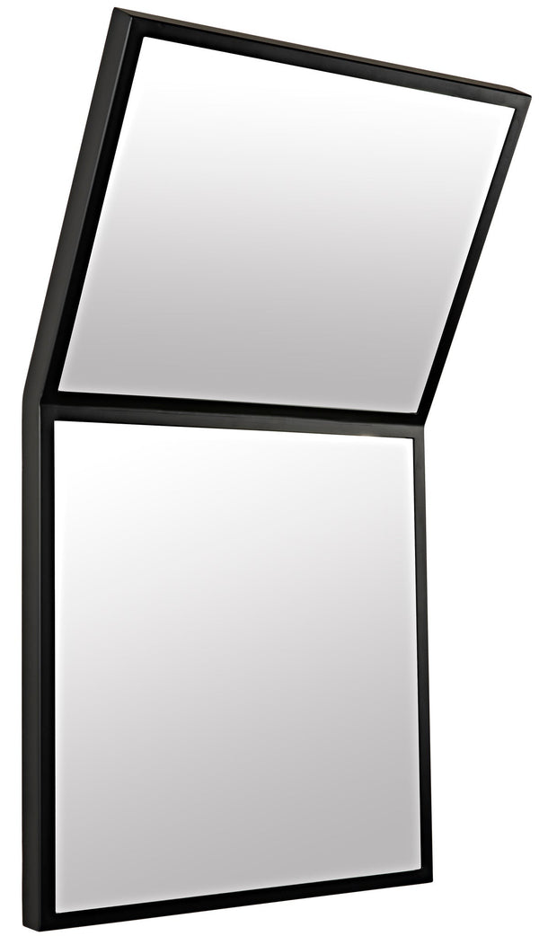 Lazo Mirror, Black Steel Unique Shape Wall Mirror-Wall Mirrors-Noir-LOOMLAN