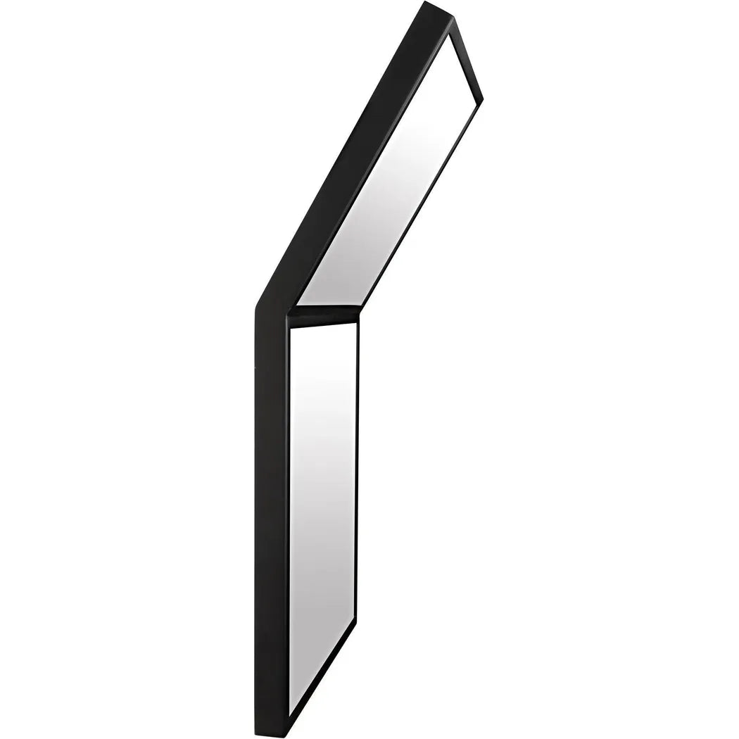 Lazo Mirror, Black Steel Unique Shape Wall Mirror