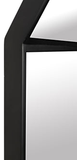 Lazo Mirror, Black Steel Unique Shape Wall Mirror-Wall Mirrors-Noir-LOOMLAN