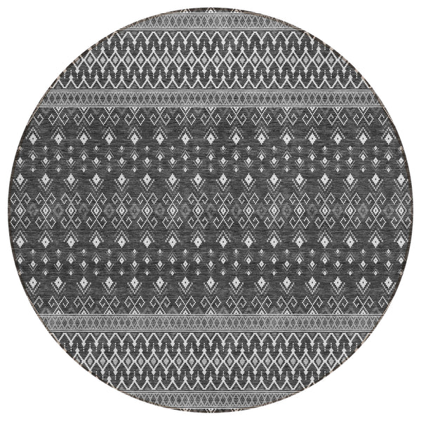 Lazy Rivers Grey Washable Indoor-Outdoor Rug