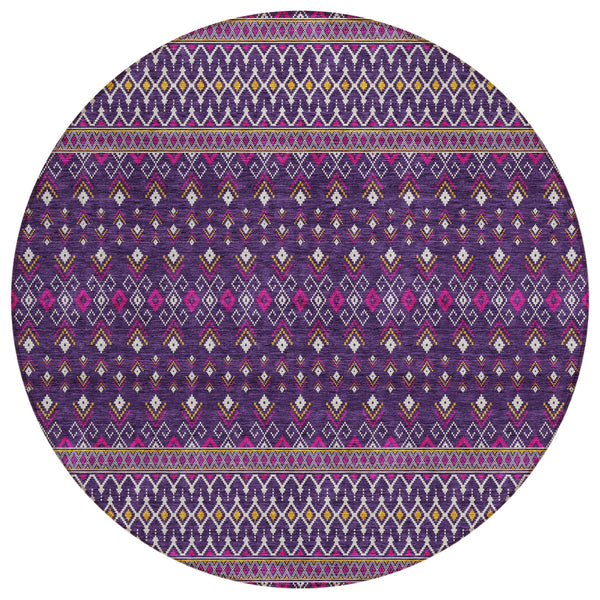Lazy Rivers Purple Washable Indoor-Outdoor Rug