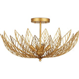 Leaflace Iron Gold Semi-Flush Mount-Flush Mounts-Currey & Co-LOOMLAN