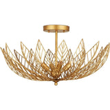 Leaflace Iron Gold Semi-Flush Mount-Flush Mounts-Currey & Co-LOOMLAN