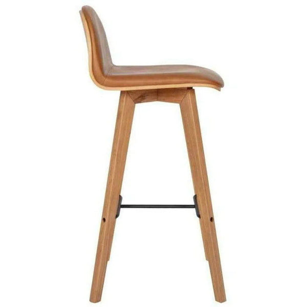 Leather Brown Low Back Bar Height Stool Bar Stools LOOMLAN By Moe's Home