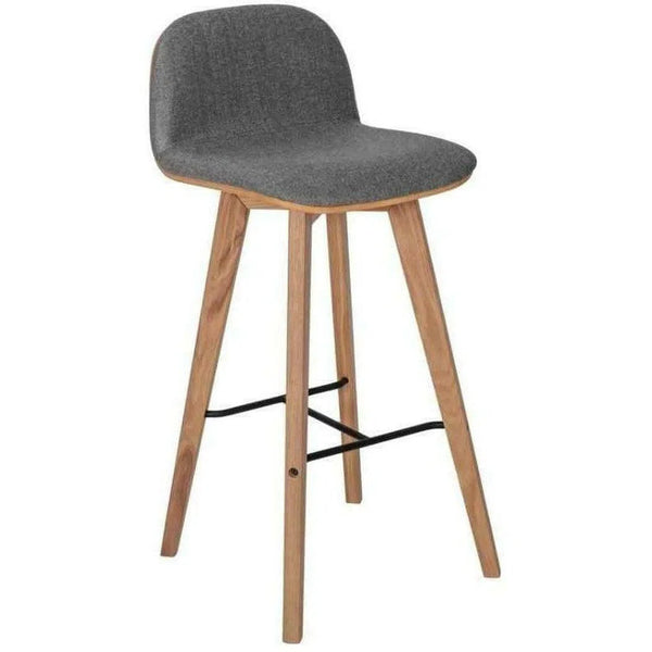 Leather Grey Low Back Bar Height Stool Bar Stools LOOMLAN By Moe's Home