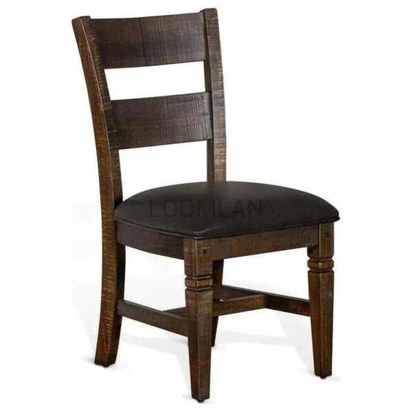 Ladderback Dining Chair Leather Seat Set - LOOMLAN - Sunny D - Dining Chairs