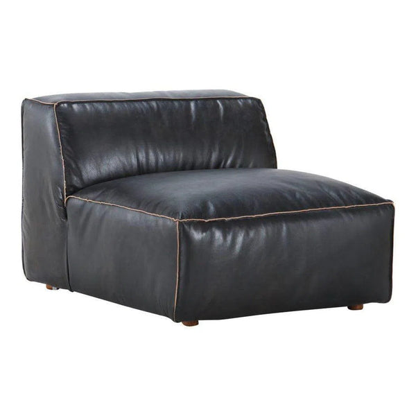 Leather Slipper Chair Antique Black Scandinavian Modular Components LOOMLAN By Moe's Home