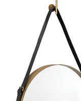 Leather Strap Round Gold Mirror - Large Wall Mirrors LOOMLAN By Jamie Young