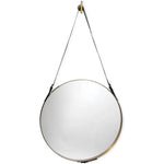 Leather Strap Round Gold Mirror - Large