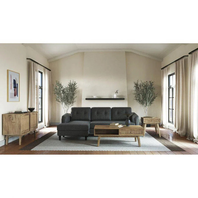Left Facing Chaise Convertible Sofa Bed in Charcoal Grey Sectionals LOOMLAN By Moe's Home