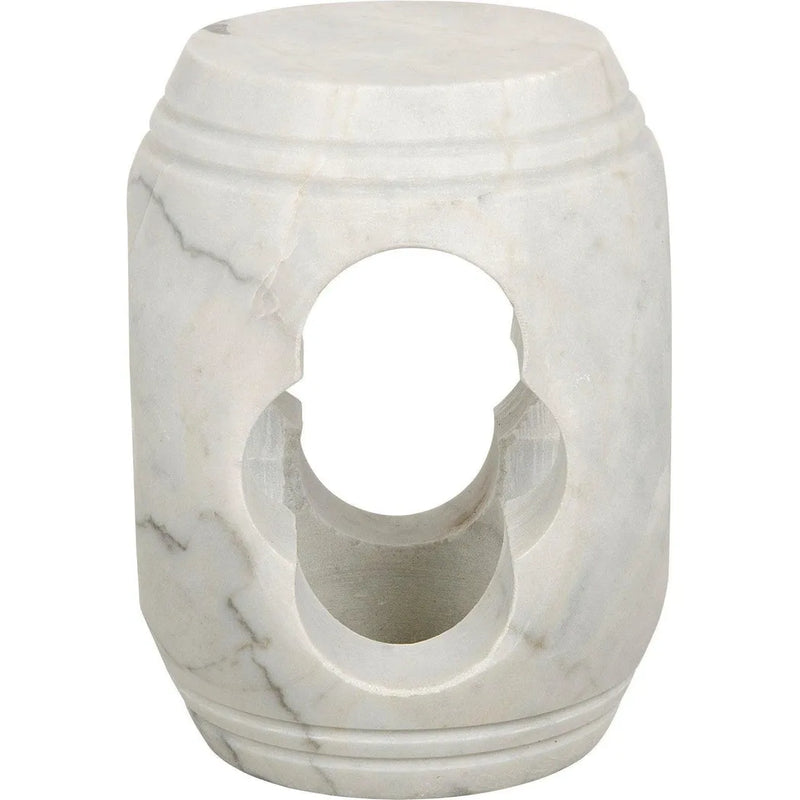 Legend Marble White Round Side Table-Side Tables-Noir-LOOMLAN