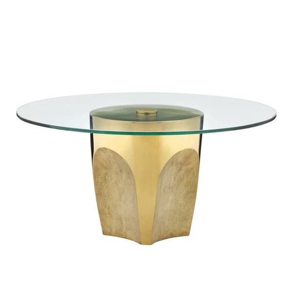 Lemy Modern Glass Steel Cocktail Table-Coffee Tables-Currey & Co-Brass / Clear-LOOMLAN