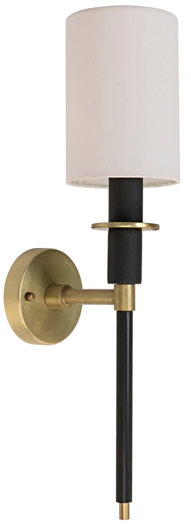 Lenox Black Steel Sconce With Brass Finish-Wall Sconces-Noir-LOOMLAN