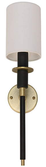 Lenox Black Steel Sconce With Brass Finish-Wall Sconces-Noir-LOOMLAN