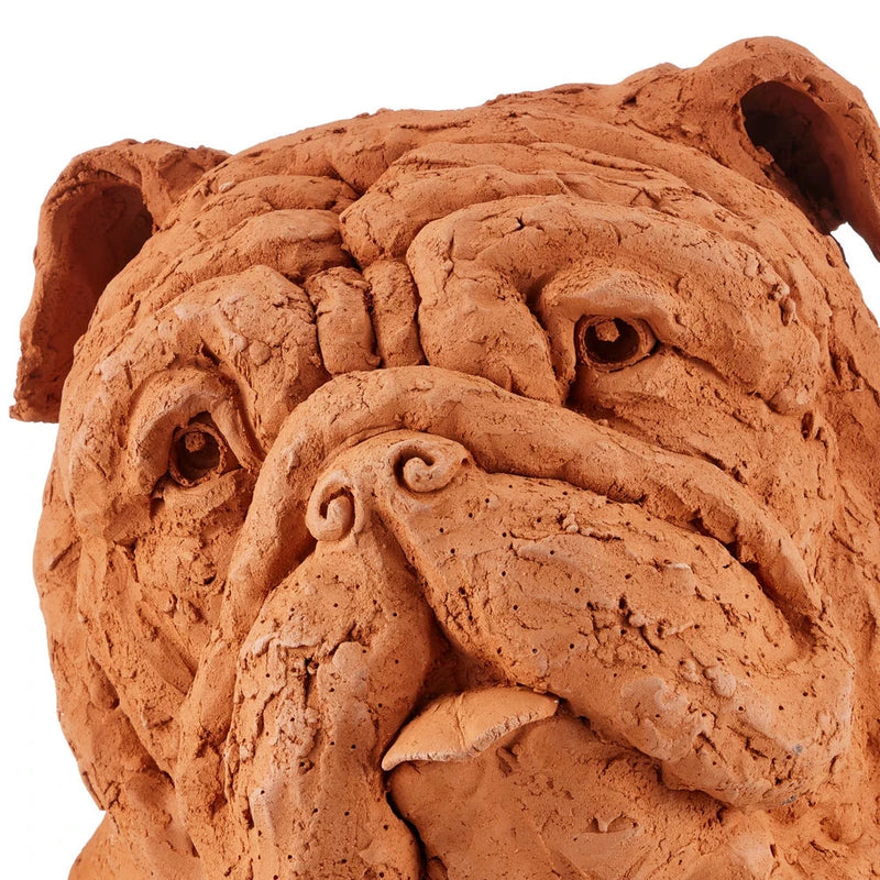 Currey & Co-Leonard Churchill Bulldog Terracotta Sculpture-Statues & Sculptures-LOOMLAN