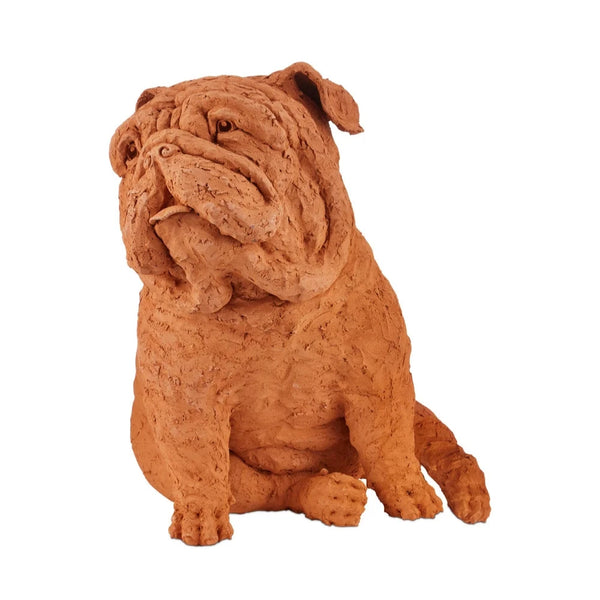 Currey & Co-Leonard Churchill Bulldog Terracotta Sculpture-Statues & Sculptures-LOOMLAN