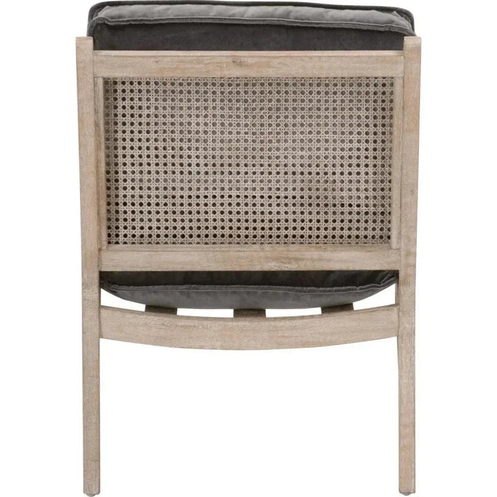 Leone Club Chair Gray Velvet Oak Wood & Cane - LOOMLAN - Essentials For Living - Accent Chairs