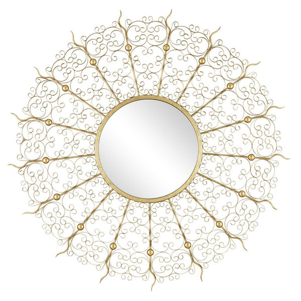 Levain Gold Leaf Finish Round Wall Mirror