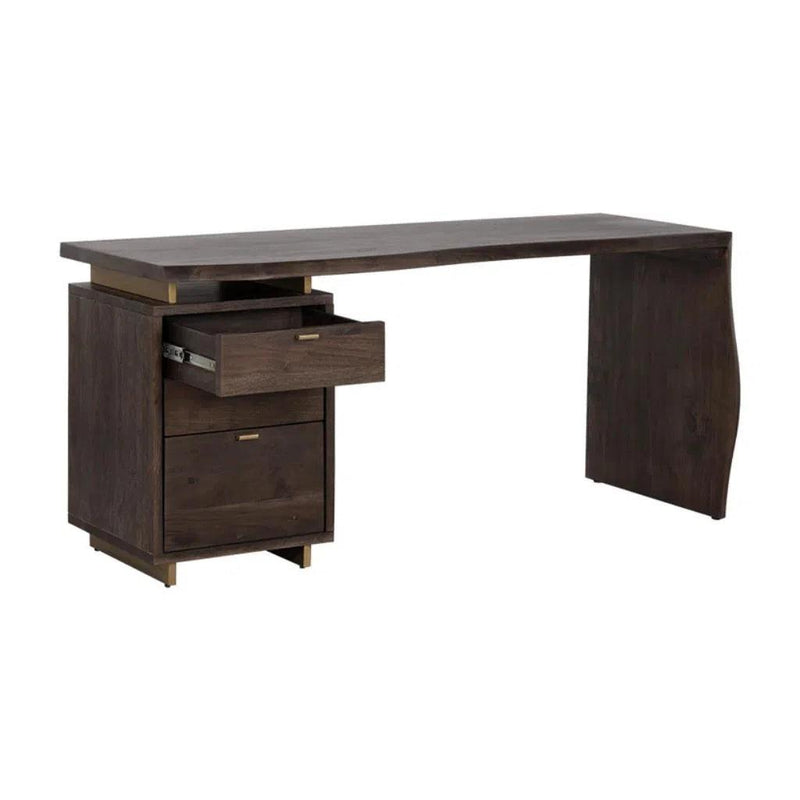 Lewis Wooden Desk with Three Drawers-Home Office Desks-SUNPAN-LOOMLAN