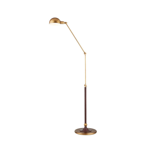 Libretto Faux Leather Brass Arm Floor Lamp-Floor Lamps-Currey & Co-LOOMLAN