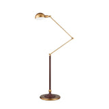 Libretto Faux Leather Brass Arm Floor Lamp-Floor Lamps-Currey & Co-LOOMLAN