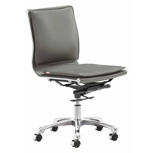 Lider Plus Armless Office Chair Gray-Office Chairs-Zuo Modern-LOOMLAN