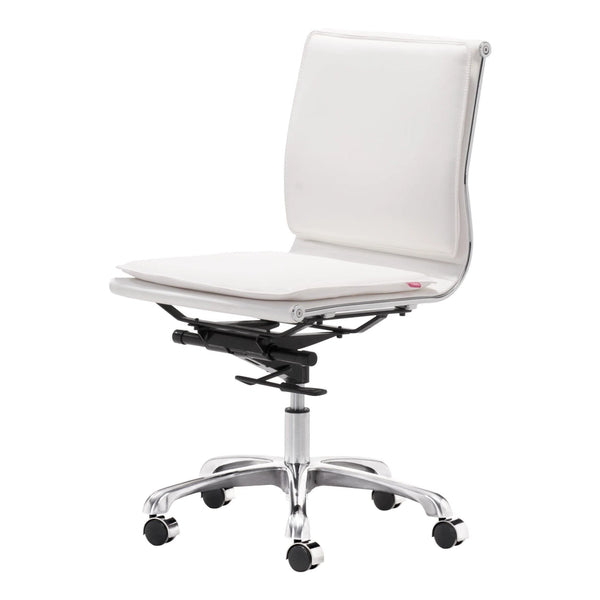 Lider Plus Armless Office Chair White Office Chairs LOOMLAN By Zuo Modern