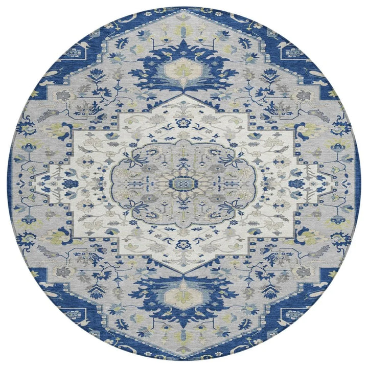 Lidia Blue Washable Indoor-Outdoor Rug-Outdoor Rugs-LOOMLAN Rugs-8' x 8'-LOOMLAN