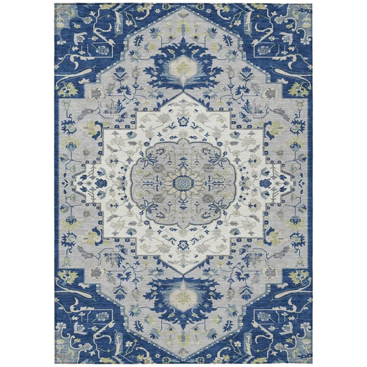 Lidia Blue Washable Indoor-Outdoor Rug-Outdoor Rugs-LOOMLAN Rugs-2'6" x 3'10"-LOOMLAN