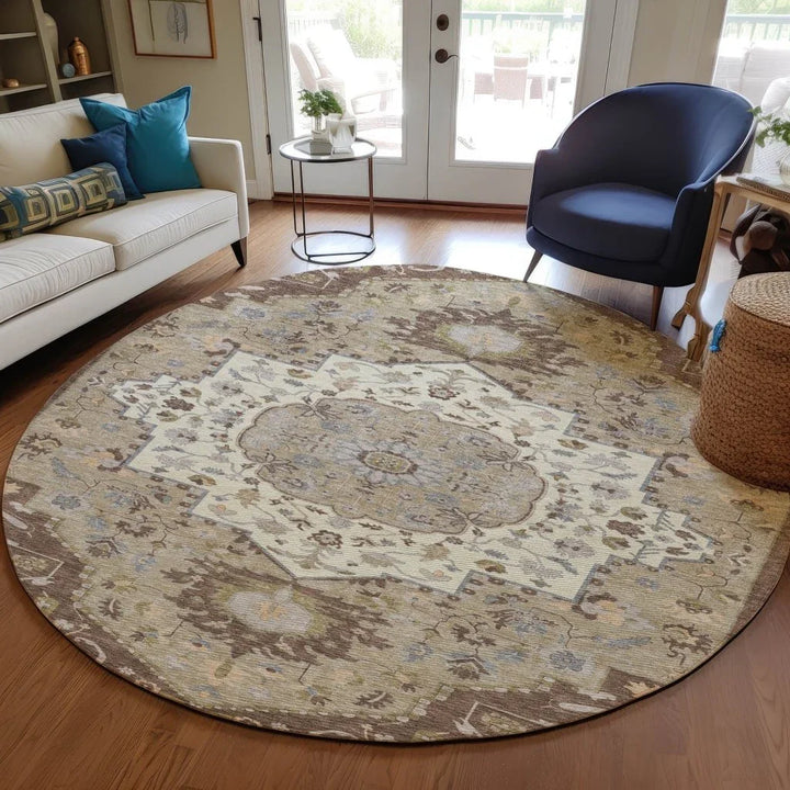 Lidia Chocolate Washable Indoor-Outdoor Rug-Outdoor Rugs-LOOMLAN Rugs-LOOMLAN