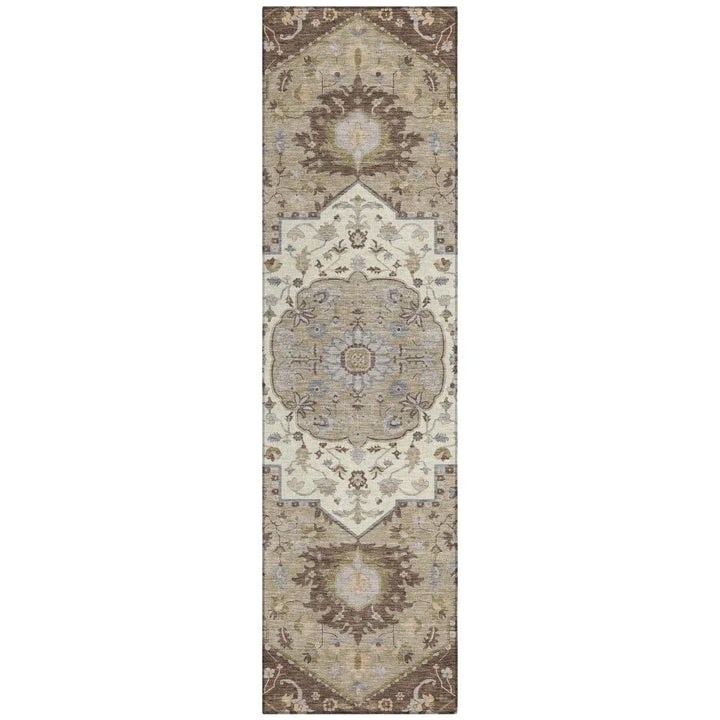 Lidia Chocolate Washable Indoor-Outdoor Rug-Outdoor Rugs-LOOMLAN Rugs-2'3" x 7'6"-LOOMLAN