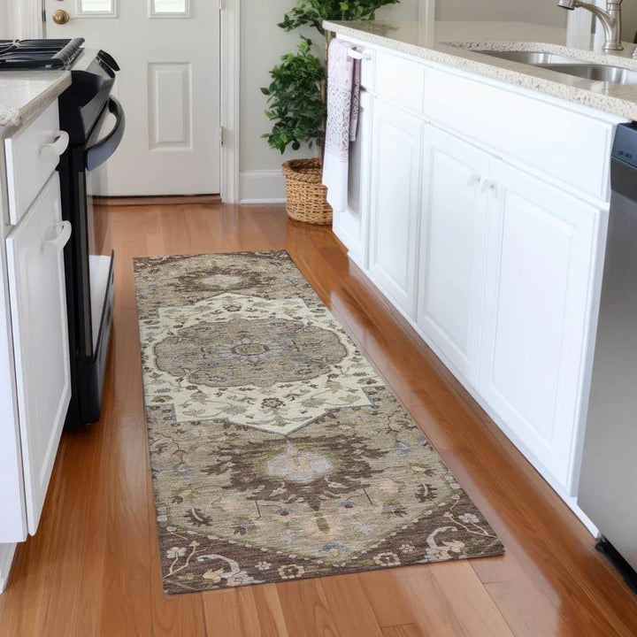 Lidia Chocolate Washable Indoor-Outdoor Rug-Outdoor Rugs-LOOMLAN Rugs-LOOMLAN