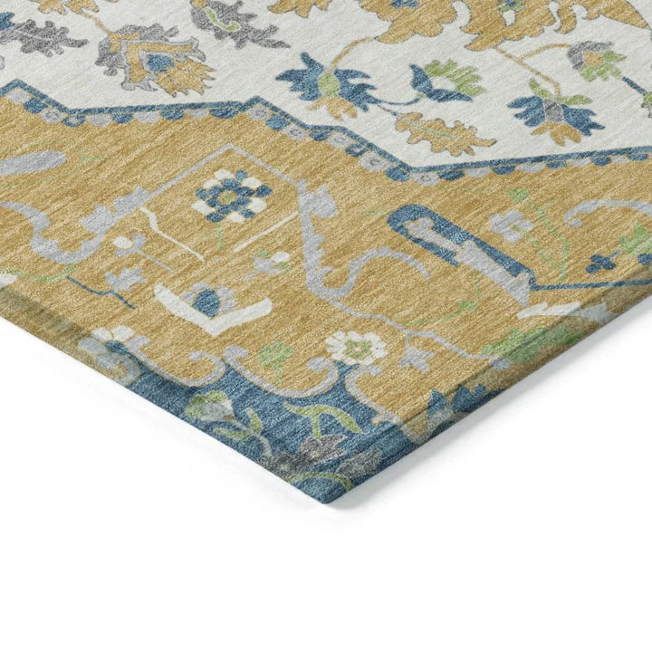 Lidia Gold Washable Indoor-Outdoor Rug-Outdoor Rugs-LOOMLAN Rugs-LOOMLAN