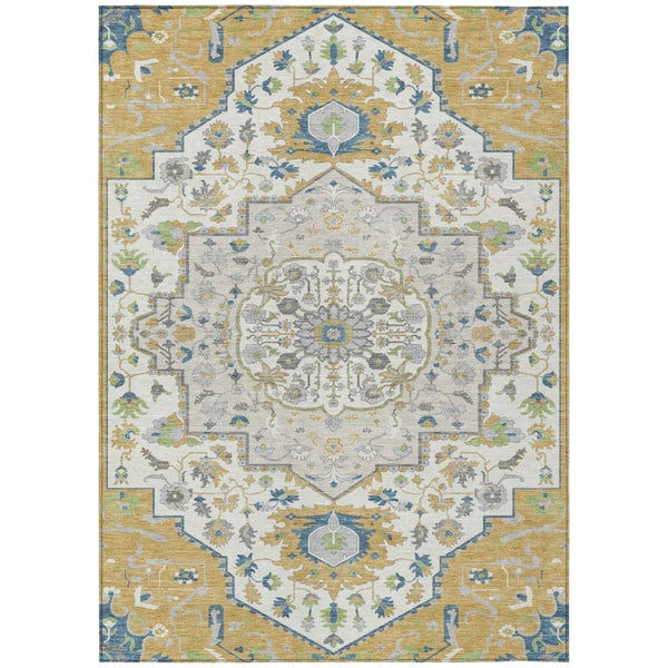 Lidia Gold Washable Indoor-Outdoor Rug-Outdoor Rugs-LOOMLAN Rugs-2'6" x 3'10"-LOOMLAN