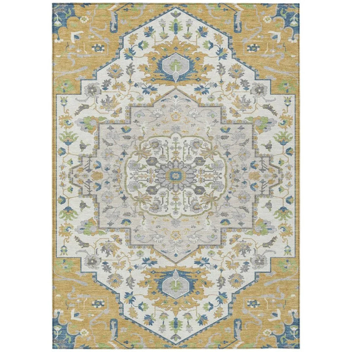 Lidia Gold Washable Indoor-Outdoor Rug-Outdoor Rugs-LOOMLAN Rugs-2'6" x 3'10"-LOOMLAN