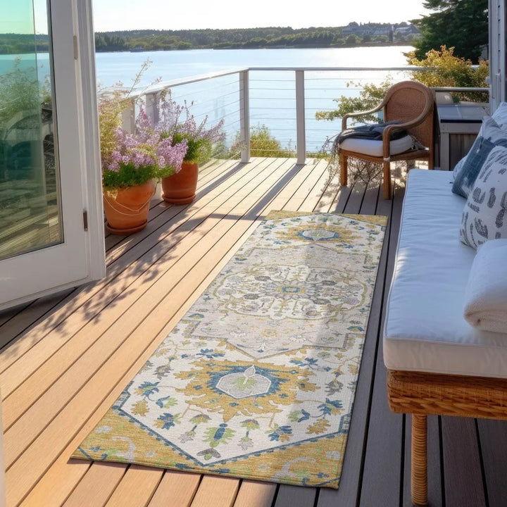 Lidia Gold Washable Indoor-Outdoor Rug-Outdoor Rugs-LOOMLAN Rugs-LOOMLAN