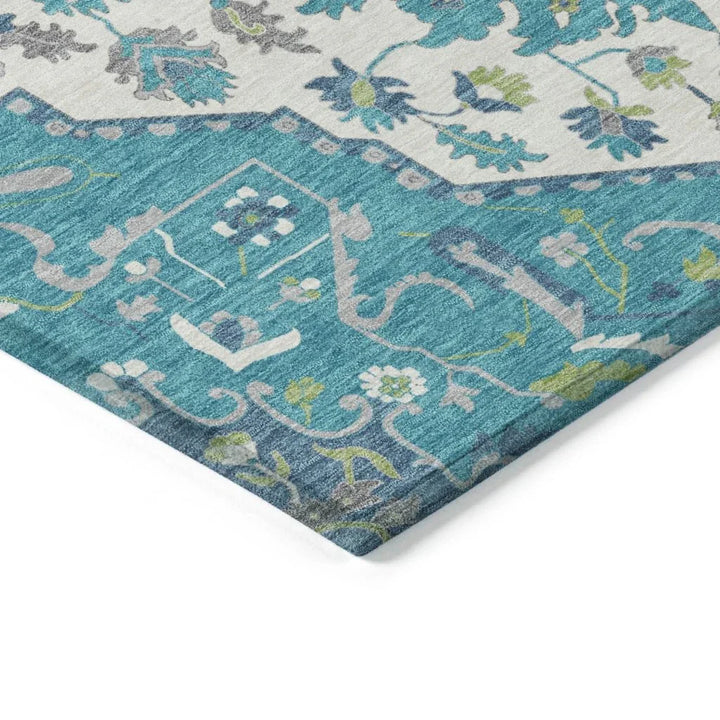 Lidia Teal Washable Indoor-Outdoor Rug-Outdoor Rugs-LOOMLAN Rugs-LOOMLAN