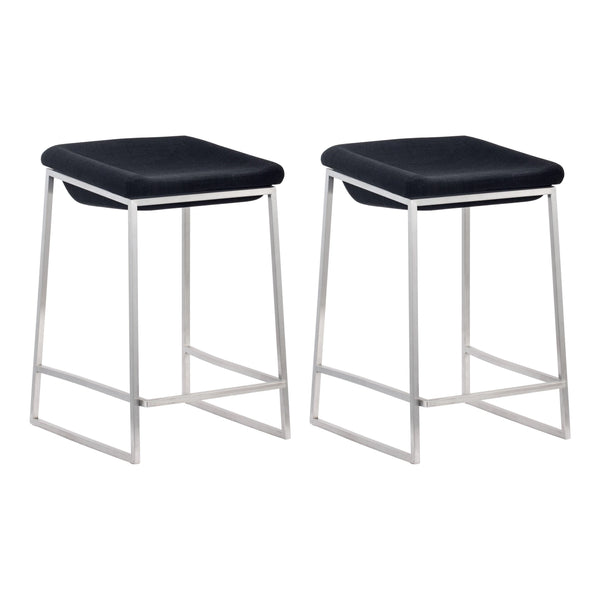 Lids Counter Stool (Set of 2) Dark Gray Counter Stools LOOMLAN By Zuo Modern
