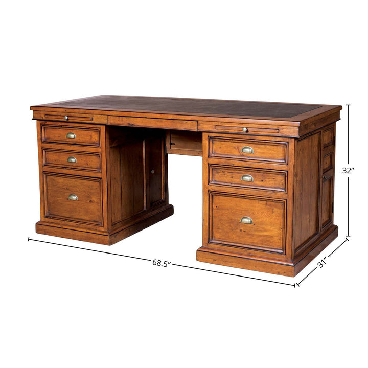 Lifestyle Solid Wooden Double Desk-Home Office Desks-LH Imports-LOOMLAN